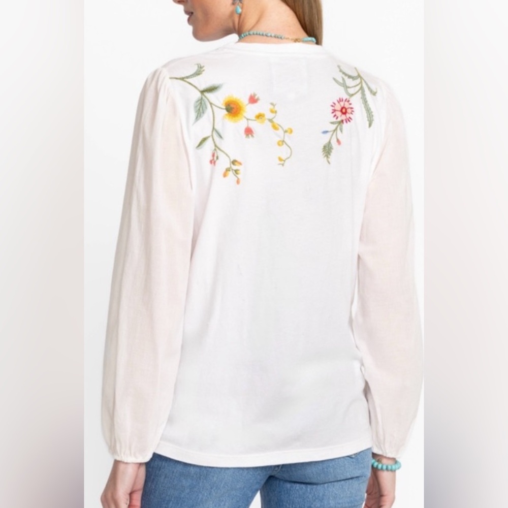 Johnny Was Sophia Mixed Media Long Sleeved Tee. New with tags. - Picture 5 of 6